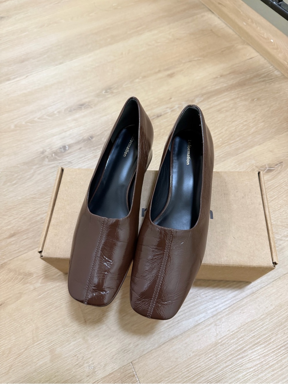 Reformation Inez Pump Espresso Brown Heel Sz 8 Leather - Picture 2 of 7